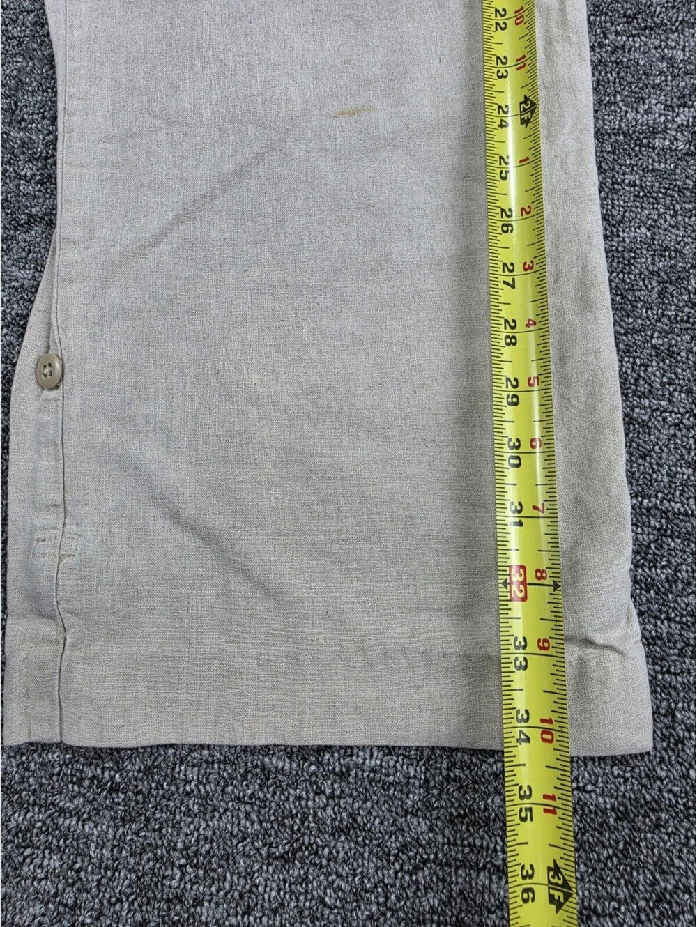 Express Men's Flat Front Straight Leg Beige Linen Cotton Drawstring Pants 34W